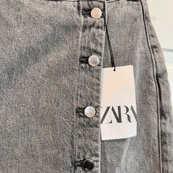[⭐ PRICE FIRM] ZARA Denim Crossover Midi Skirt in Dark Gray Z1975 SMALL S - Picture 5 of 16